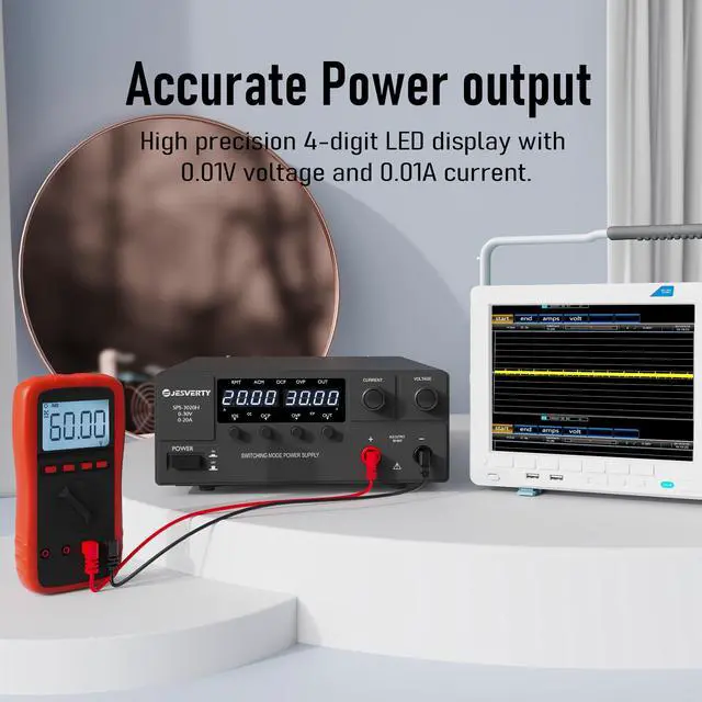 Alt view image 4 of 6 - KEHIPI DC Power Supply Variable, 0-30V 0-20A 600W Switching DC Regulated Bench Power Supply with Encoder Knob, Output On/Off Switch, 4-Digit LED Display, OVP & OCP, Aux Output Terminal - SPS-3020H