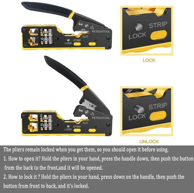 Alt view image 3 of 5 - KEHIPI RJ45 Crimp Tool Pass Through Cat5e Cat6 Ethernet Crimping Tool All-in-one Crimper Cable Stripper Cutter For RJ45 Connectors And RJ11/RJ12 Standard Data Cable Plugs