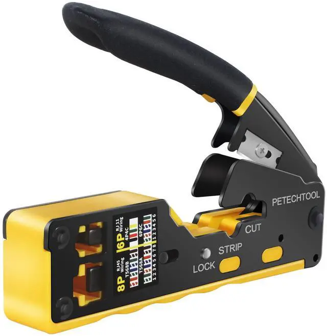 Alt view image 4 of 5 - KEHIPI RJ45 Crimp Tool Pass Through Cat5e Cat6 Ethernet Crimping Tool All-in-one Crimper Cable Stripper Cutter For RJ45 Connectors And RJ11/RJ12 Standard Data Cable Plugs