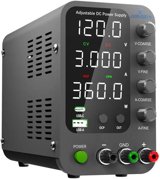 Main image of KEHIPI DC Power Supply Variable, 0-120V 0-3A Switching Bench Power Supply with 20W USB & Type-C Quick-Charge, Encoder Corase & Fine Adjustment Knob, Output Switch, 4-Digit LED Display - SPS-12003V