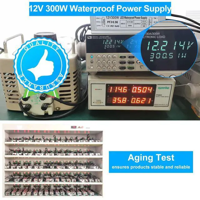 Alt view image 5 of 7 - KEHIPI 12V Power Supply, 300W IP67 Waterproof LED Power Supply, AC 110-260V to DC 12 Volt 25A Low Voltage Transformer, LED Driver with 3-Prong Plug for LED Light, Computer Project, Outdoor Use