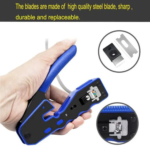 Alt view image 5 of 6 - KEHIPI RJ45 Crimp Tool Pass Through Crimper Cutter for Cat6a Cat6 Cat5 Cat5e 8P8C Modular Connector Ethernet Crimper Tool
