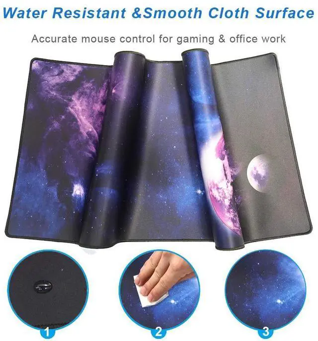 Alt view image 5 of 7 - KEHIPI XXL Professional Large Mouse Pad & Computer Game Mouse Mat (35.4x15.7x0.1IN, Sky Planet)