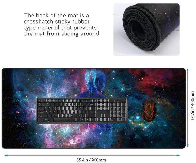 Alt view image 2 of 7 - KEHIPI XXL Professional Large Mouse Pad & Computer Game Mouse Mat (35.4x15.7x0.1IN, Sky Girl)