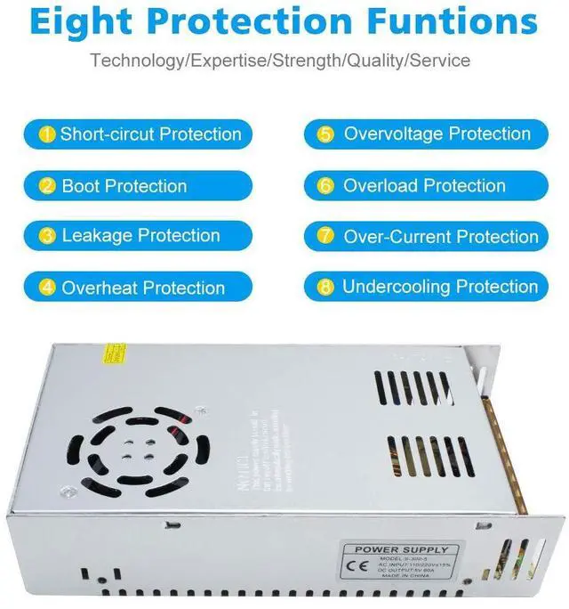 Alt view image 3 of 7 - KEHIPI 24V Power Supply, AC 110~250V to 24 Volt 5A 120W LED Transformer Driver, Upgraded DC Switching Power Supply, Adaptor for LED Strip Light,Camera