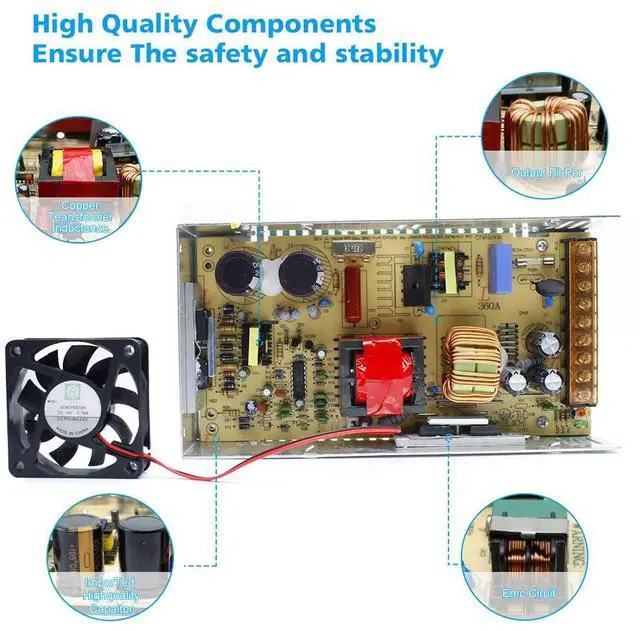 Alt view image 2 of 7 - KEHIPI 24V Power Supply, AC 110~250V to 24 Volt 5A 120W LED Transformer Driver, Upgraded DC Switching Power Supply, Adaptor for LED Strip Light,Camera