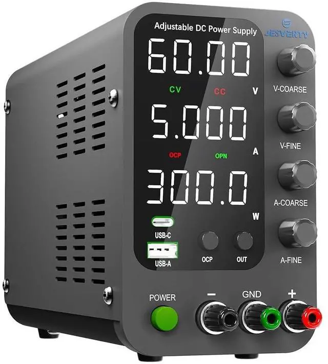 Main image of KEHIPI DC Power Supply Variable, 0-60V 0-5A Switching Bench Power Supply with 20W USB & Type-C Quick-Charge, Encoder Corase & Fine Adjustment Knob, Output Switch, 4-Digit LED Display - SPS-6005V