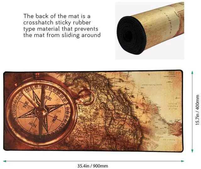 Alt view image 2 of 7 - KEHIPI XXL Professional Large Mouse Pad& Computer Game Mouse Mat (35.4x15.7x0.1IN, Compass)