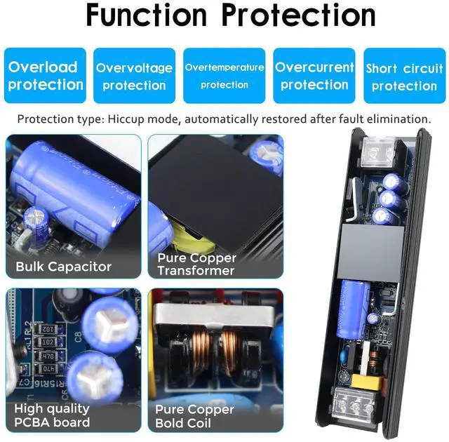 Alt view image 3 of 7 - KEHIPI DC 24V 60W Power Supply, AC 110~250V to DC 24 Volt 2.5A Transformer, LED Driver Adapter for LED Strip Light,Camera and Other 24V Products
