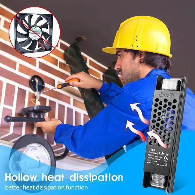 Alt view image 4 of 7 - KEHIPI DC 24V 60W Power Supply, AC 110~250V to DC 24 Volt 2.5A Transformer, LED Driver Adapter for LED Strip Light,Camera and Other 24V Products