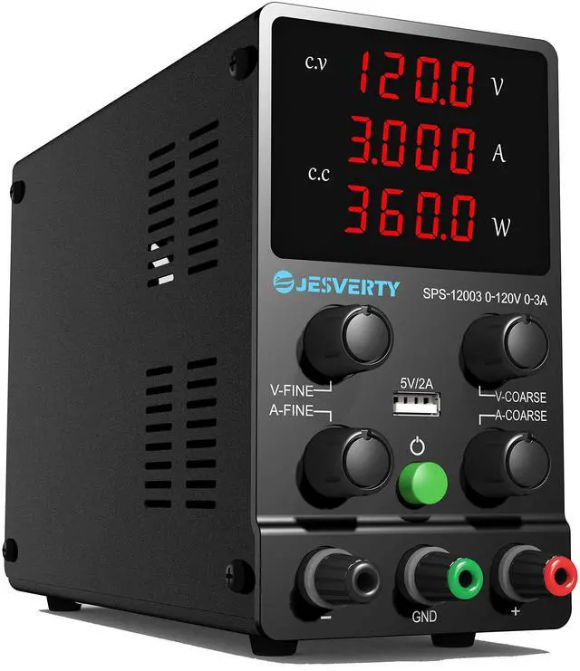 Main image of DC Power Supply Variable, 0-120V 0-3A Adjustable Switching DC Regulated Bench Power Supply with High Precision 4-Digit LED Display, 5V/2A USB Port, Coarse and Fine Adjustment SPS-12003