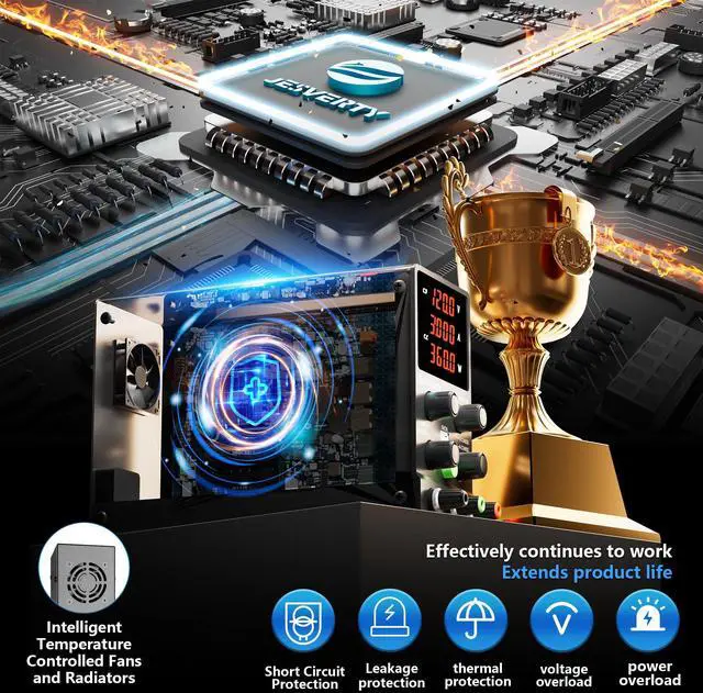 Alt view image 2 of 7 - DC Power Supply Variable, 0-120V 0-3A Adjustable Switching DC Regulated Bench Power Supply with High Precision 4-Digit LED Display, 5V/2A USB Port, Coarse and Fine Adjustment SPS-12003