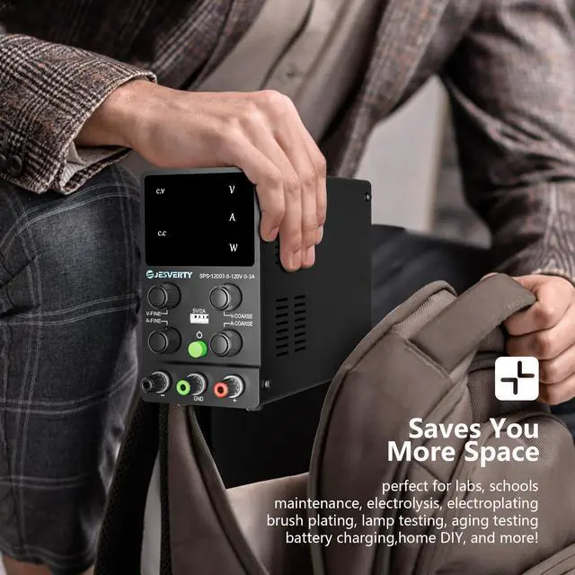 Alt view image 6 of 7 - DC Power Supply Variable, 0-120V 0-3A Adjustable Switching DC Regulated Bench Power Supply with High Precision 4-Digit LED Display, 5V/2A USB Port, Coarse and Fine Adjustment SPS-12003