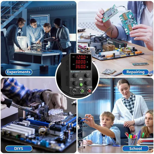 Alt view image 7 of 7 - DC Power Supply Variable, 0-120V 0-3A Adjustable Switching DC Regulated Bench Power Supply with High Precision 4-Digit LED Display, 5V/2A USB Port, Coarse and Fine Adjustment SPS-12003