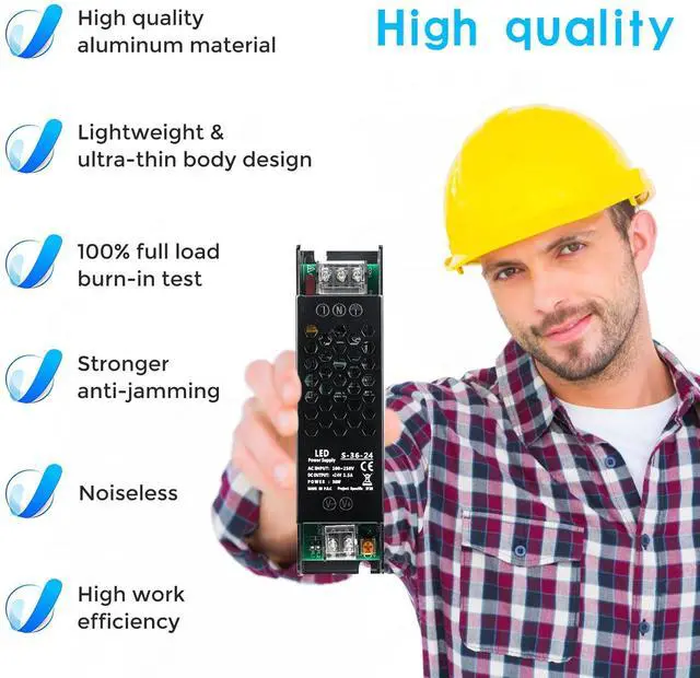 Alt view image 3 of 7 - KEHIPI DC 24V 36W Power Supply, AC 110~250V to DC 24Volt 1.5A Universal Regulated LED Transformer Driver, Adapter for LED Strip Light,Camera and Other 24V Products