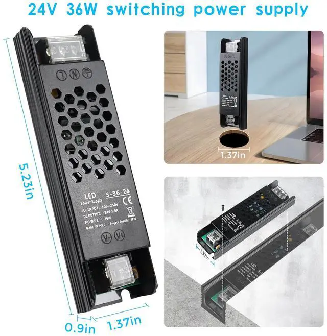 Alt view image 5 of 7 - KEHIPI DC 24V 36W Power Supply, AC 110~250V to DC 24Volt 1.5A Universal Regulated LED Transformer Driver, Adapter for LED Strip Light,Camera and Other 24V Products