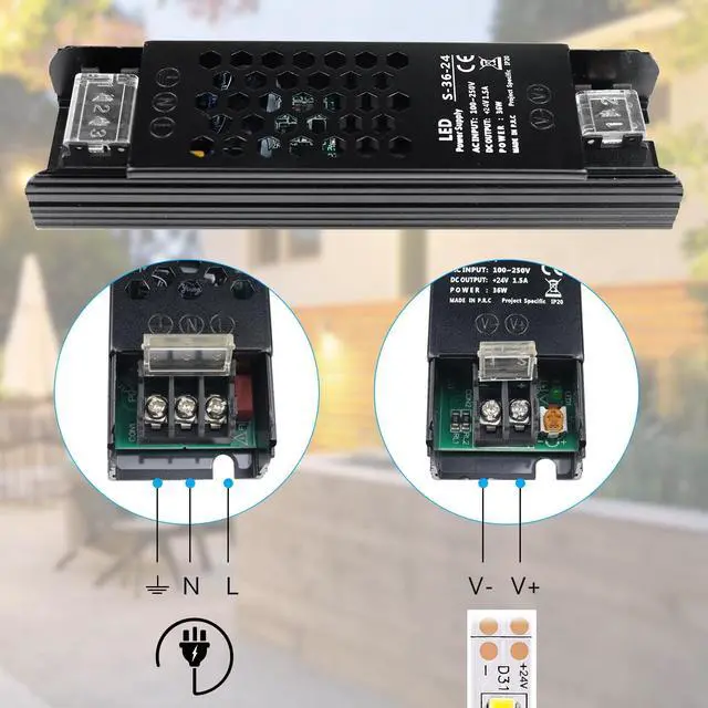 Alt view image 6 of 7 - KEHIPI DC 24V 36W Power Supply, AC 110~250V to DC 24Volt 1.5A Universal Regulated LED Transformer Driver, Adapter for LED Strip Light,Camera and Other 24V Products