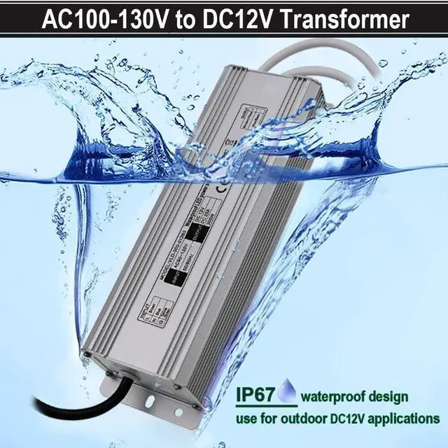 Alt view image 3 of 6 - KEHIPI  12V LED Power Supply 300W Low Voltage Transformer Adapter,AC100-130V to DC12V 25A 300 Watts LED Driver Waterproof IP67 for Indoor and Outdoor LED Lights Use