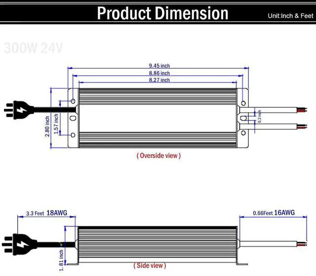 Alt view image 6 of 6 - KEHIPI  12V LED Power Supply 300W Low Voltage Transformer Adapter,AC100-130V to DC12V 25A 300 Watts LED Driver Waterproof IP67 for Indoor and Outdoor LED Lights Use