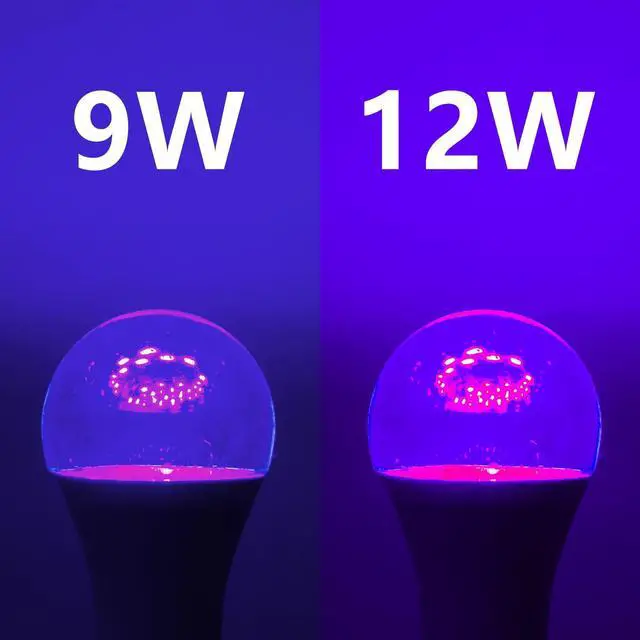 Alt view image 2 of 7 - KEHIPI LED Black Light Bulb,12W(100Watt Equivalent) A19 UV Blacklight Bulb,120V,UVA Level 390-400nm,E26 Medium Base,Glow in The Dark for Blacklight Party,Fluorescent Poster,Neon Glow(2 Pack)