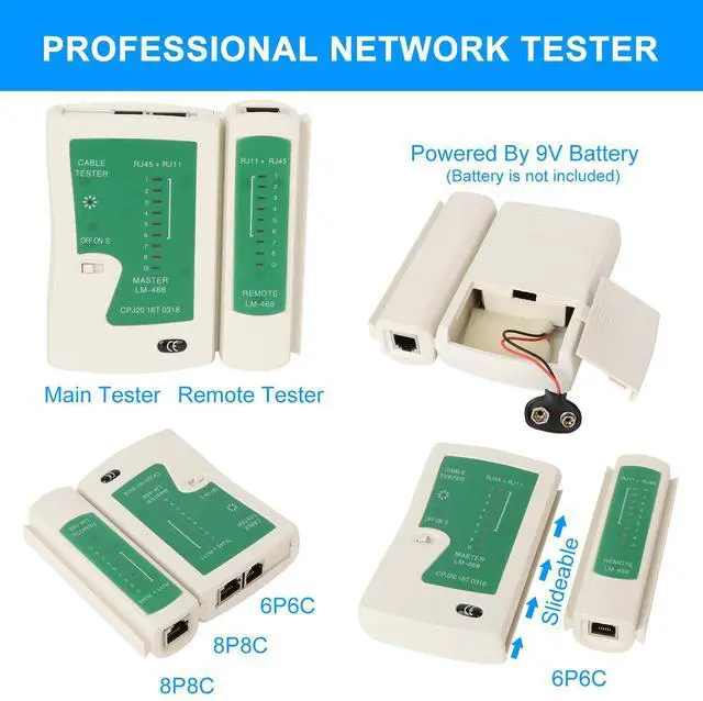 Alt view image 6 of 7 - KEHIPI RJ45 Crimping Tool Kit Ethernet Crimp Set, RJ-11, 6P/RJ-12, 8P/RJ-45 Crimp, Cut and Strip with 20PCS CAT5 CAT5e Connectors, Covers,1 Network Cable Tester 1 Wire Stripper