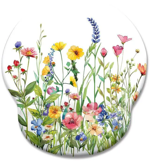 Main image of KEHIPI Flower Ergonomic Mouse Pad with Wrist Rest, Gaming Computer Mouse Pad Wrist Support with Non-Slip Pain Relief PU Base, Funny Mouse Pads for Desk Work, Cute Office Desk Decor Accessories