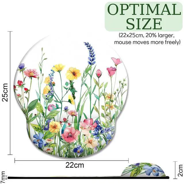 Alt view image 4 of 6 - KEHIPI Flower Ergonomic Mouse Pad with Wrist Rest, Gaming Computer Mouse Pad Wrist Support with Non-Slip Pain Relief PU Base, Funny Mouse Pads for Desk Work, Cute Office Desk Decor Accessories
