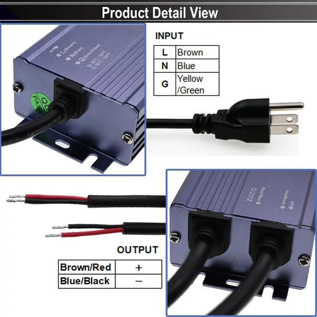 Alt view image 4 of 6 - KEHIPI 12V LED Power Supply 400W Low Voltage Transformer Adapter,AC110-130V to DC12V 33.4A 400 Watts LED Driver Waterproof IP67 for Indoor and Outdoor LED Lights Use