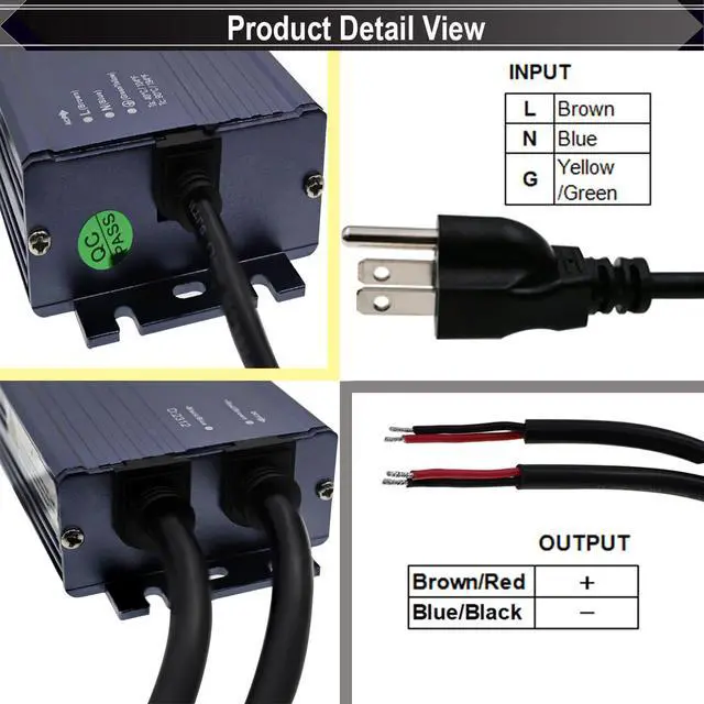 Alt view image 3 of 4 - KEHIPI 24V LED Power Supply 500W Low Voltage Transformer Adapter,AC100-130V to DC24V 20.8A 500 Watts LED Driver Waterproof IP67 for Indoor and Outdoor LED Lights Use