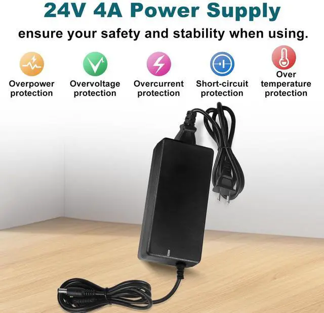 Alt view image 2 of 7 - KEHIPI 24V DC LED Power Supply, 100-240V AC to DC 96W LED Driver, 24 Volt 4Amp Low Transformer, with 5.5mm x 2.1mm DC Plug, Adapter for 24V LED Strip Light,LED Display,CCTV Camera