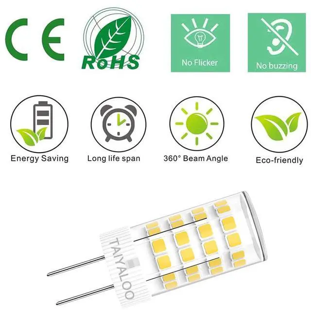 Alt view image 5 of 7 - KEHIPI G4 LED Bulbs 5W T3 40W Halogen Replacement 12V AC/DC JC Bi-Pin Base for Outdoor Landscape Lighting Deck Stair Step Path Lights, Daylight White 5000K, Non-Dimmable (10 Pack)