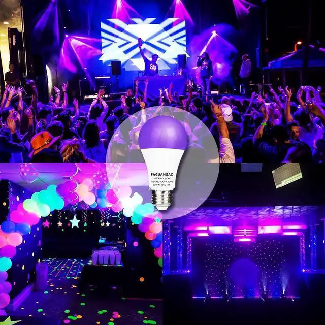 Alt view image 6 of 7 - KEHIPI LED Black Light Bulb,12W(100Watt Equivalent) A19 UV Blacklight Bulb,120V,UVA Level 390-400nm,E26 Medium Base,Glow in The Dark for Blacklight Party,Fluorescent Poster,Neon Glow(2 Pack)