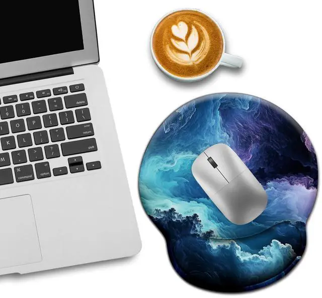 Alt view image 3 of 6 - KEHIPI Galaxy Mouse Pad with Wrist Rest, Ergonomic Mouse Pad Wrist Support with Non-Slip Pain Relief PU Base, Funny Gaming Computer Mousepad, Cute Office Supplies Home Desk Accessories Decor
