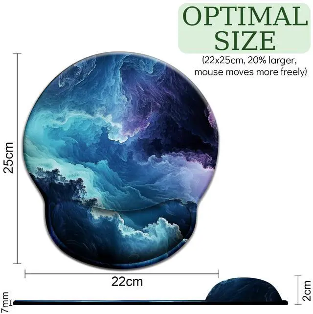 Alt view image 4 of 6 - KEHIPI Galaxy Mouse Pad with Wrist Rest, Ergonomic Mouse Pad Wrist Support with Non-Slip Pain Relief PU Base, Funny Gaming Computer Mousepad, Cute Office Supplies Home Desk Accessories Decor