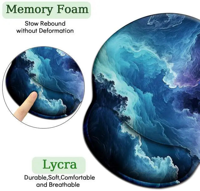 Alt view image 6 of 6 - KEHIPI Galaxy Mouse Pad with Wrist Rest, Ergonomic Mouse Pad Wrist Support with Non-Slip Pain Relief PU Base, Funny Gaming Computer Mousepad, Cute Office Supplies Home Desk Accessories Decor