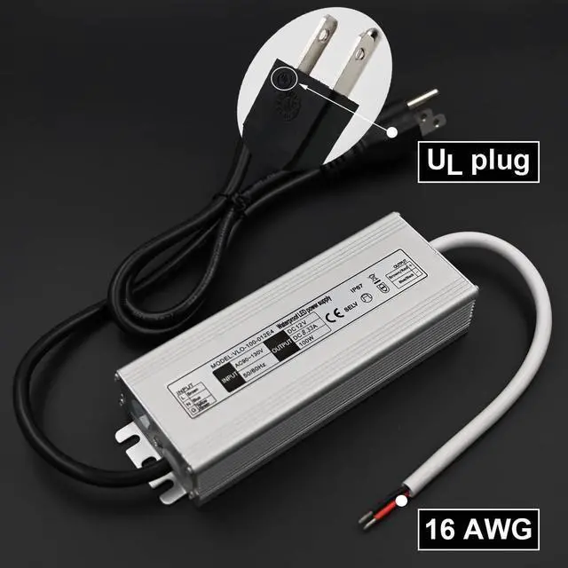 Alt view image 6 of 6 - KEHIPI 12V LED Power Supply 100W Low Voltage Transformer Adapter,AC100-130V to DC12V 8.33A 100 Watts LED Driver Waterproof IP67 for Indoor and Outdoor LED Lights Use