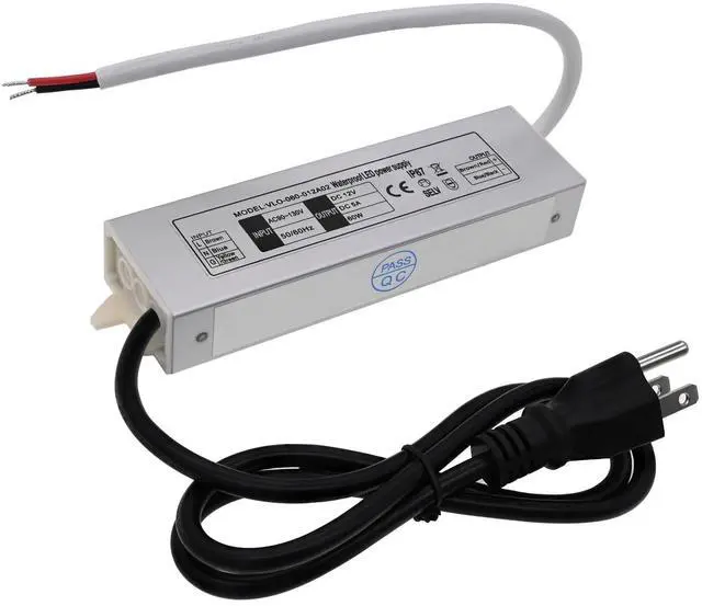 Main image of KEHIPI  12V LED Power Supply 60W Low Voltage Transformer Adapter,Ultra Thin Design AC90-130V to DC12V 5A 60 Watts LED Driver Waterproof IP67 for Indoor and Outdoor LED Lights Use