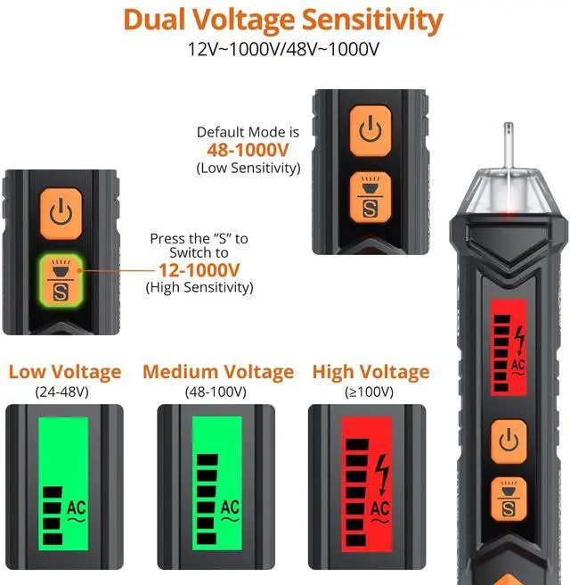 Alt view image 6 of 7 - KEHIPI Non Contact Voltage Tester Pen - with Electric Outlet Tester Socket Tester Kit with LED Flashlight