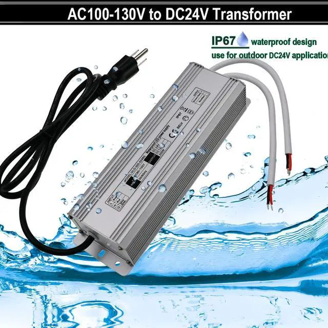 Alt view image 4 of 6 - KEHIPI 24V LED Power Supply 300W Low Voltage Transformer Adapter,AC100-130V to DC24V 12.5A 300 Watts LED Driver Waterproof IP67 for Indoor and Outdoor LED Lights Use
