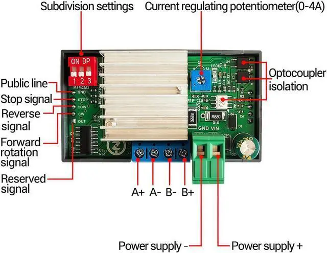 Alt view image 2 of 6 - KEHIPI DC 5-30V 4A Stepper Motor Driver Controller Integrated Board Forward/Reverse Pulse Speed Angle Control Module PLC Serial Communication for NEMA 17 23 Motor