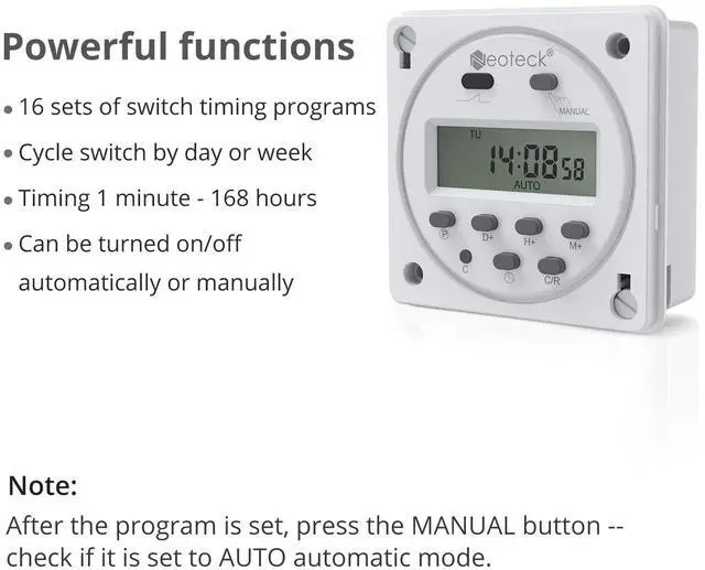 Alt view image 2 of 6 - KEHIPI DC 12V/16A Digital Timer Switch 7 Day Time Relay Programmable Timer Switch with Wire Connectors and Waterproof Cover for Lights, Fans, Motors (1)