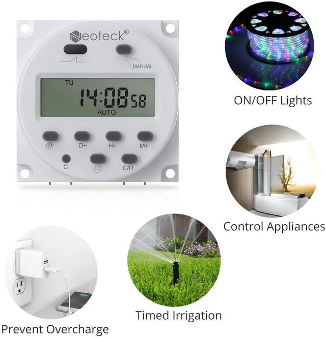 Alt view image 3 of 6 - KEHIPI DC 12V/16A Digital Timer Switch 7 Day Time Relay Programmable Timer Switch with Wire Connectors and Waterproof Cover for Lights, Fans, Motors (1)