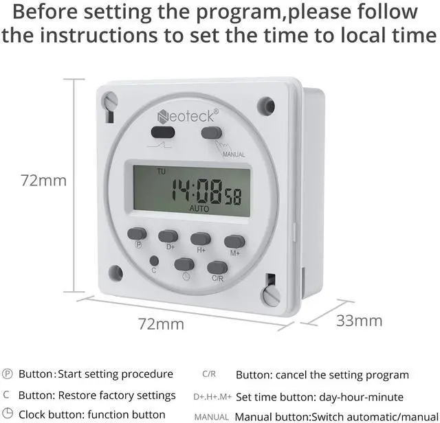 Alt view image 4 of 6 - KEHIPI DC 12V/16A Digital Timer Switch 7 Day Time Relay Programmable Timer Switch with Wire Connectors and Waterproof Cover for Lights, Fans, Motors (1)