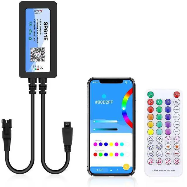 Main image of KEHIPI WS2812B WS2811 Controller Bluetooth APP Music Sync Addressable RGB IC LED Remote Controller Timer Function SP611E for SK6812 WS2812 SM16703 UCS1903 LED Pixel String Light Strip DC 5V~24V
