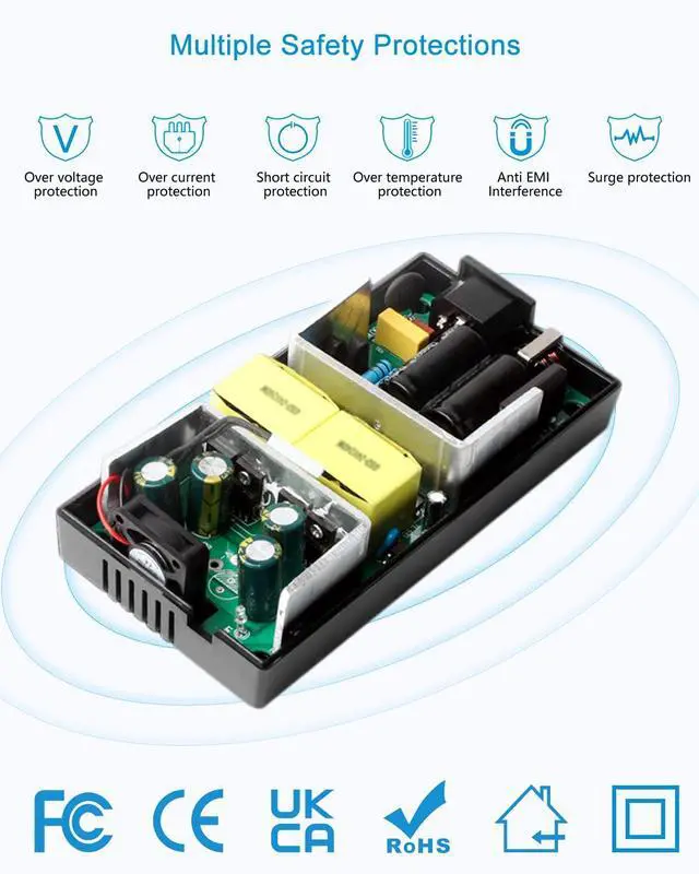 Alt view image 4 of 7 - KEHIPI 12V 15A Power Supply DC 12 Volt 15amp 180W LED Driver Power Adapter AC to DC Converter 10A 5A Low Voltage Transformer 5.5x2.5 2.1mm Barrel for DC12V Device LED Light Printer Fan Pump Camera