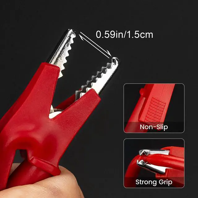 Alt view image 2 of 7 - KEHIPI 5PCS Alligator Clips Electrical Test Leads Set, 15A Jumper Wires Heavy Duty with Protective Copper Clips, Premium Cables for Electrical Testing, Experiment, 5 Colors 39.6 inches