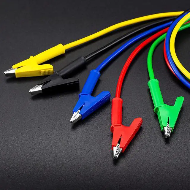 Alt view image 6 of 7 - KEHIPI 5PCS Alligator Clips Electrical Test Leads Set, 15A Jumper Wires Heavy Duty with Protective Copper Clips, Premium Cables for Electrical Testing, Experiment, 5 Colors 39.6 inches