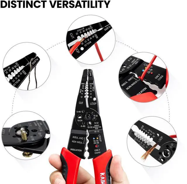 Alt view image 2 of 7 - KEHIPI Wire Stripper 10-22 AWG Wire Splicer Cable Stripper Multipurpose Wire Stripping Tool Electrical Wire Pliers with Screw Cutter