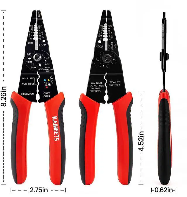 Alt view image 5 of 7 - KEHIPI Wire Stripper 10-22 AWG Wire Splicer Cable Stripper Multipurpose Wire Stripping Tool Electrical Wire Pliers with Screw Cutter