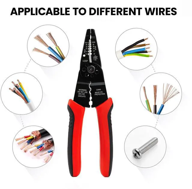 Alt view image 6 of 7 - KEHIPI Wire Stripper 10-22 AWG Wire Splicer Cable Stripper Multipurpose Wire Stripping Tool Electrical Wire Pliers with Screw Cutter